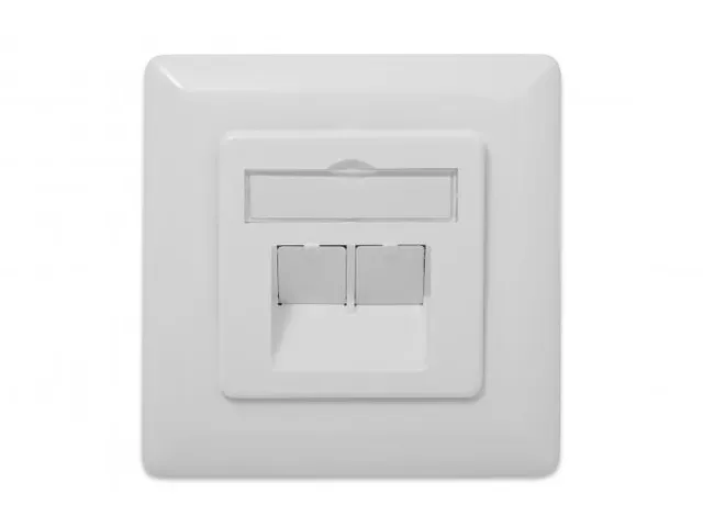 CAT 6A Klasse EA Aansluitdoos Afgeschermd Inbouw 2xRJ45 LSA Zuiver Wit