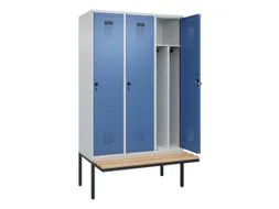 locker met bank,voor scheiding van kleding,HxBxD 2120x1200x815mm,3vak