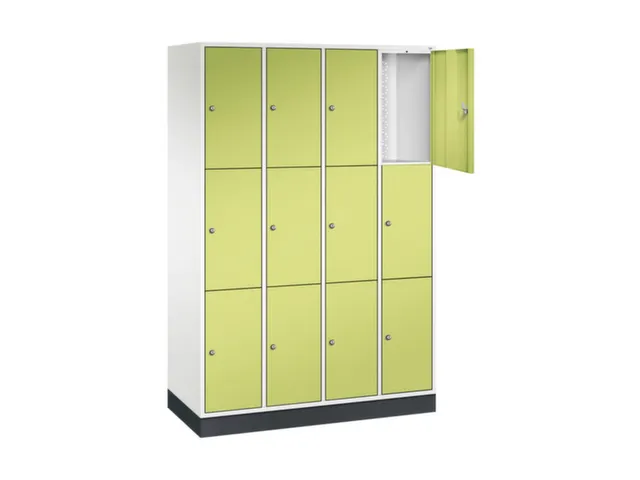 lockerkast,HxBxD 1950x1220x500mm,4x3vakken,cil.-slot,sokkel