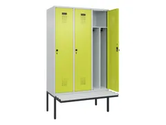 locker met bank,voor scheiding van kleding,HxBxD 2120x1200x815mm,3vak