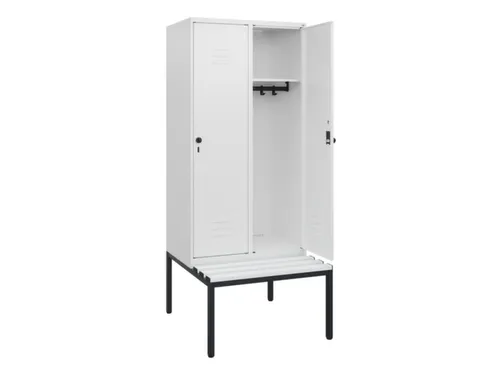 locker met bank,HxBxD 1950x800x815mm,2vak,vak B 400mm,draaigrendel
