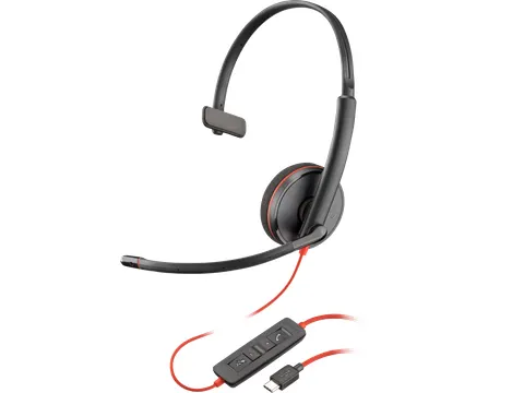 Micro-casque monaural USB-C noir Poly Blackwire 3210 + adaptateur USB-