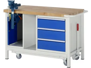 Werkbank 880x1250x700mm Beukenhouten Werkblad 3laden Kast - 2