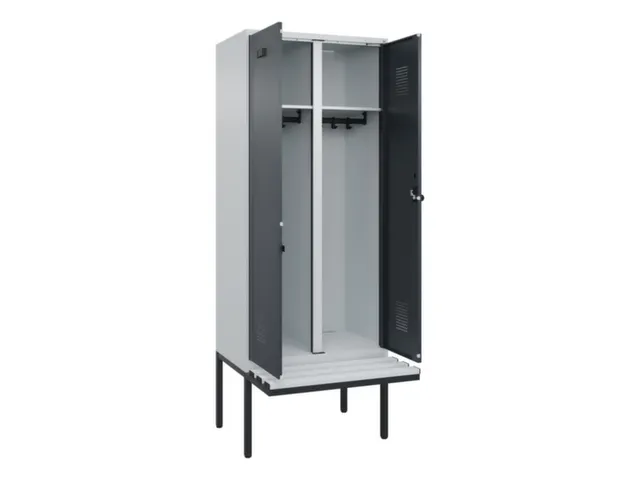 locker met bank,voor scheiding van kleding,HxBxD 2120x800x815mm,2vak
