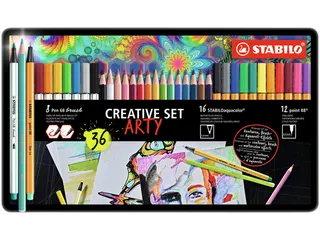 Creative set STABILO 87/3193 Arty assorti metalen etui à 36 stuks - 1