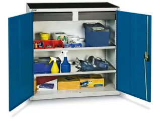 Materiaalkast 1000x1000x500mm 2legborden Uitschuifbaar 2laden Ral5010 - 2