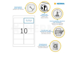 HERMA 10307 Verwijderbare Adresetiket A4 96x50,8mm Wit 1000 stuks - 3