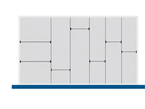 indelingsset,7lengteverdeler/5scheidingsplaten,v. front H 75mm