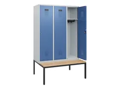locker met bank,HxBxD 1950x1200x815mm,3vak,vak B 400mm,cilinderslot