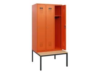 locker met bank,HxBxD 1950x900x815mm,3vak,vak B 300mm,cilinderslot - 1