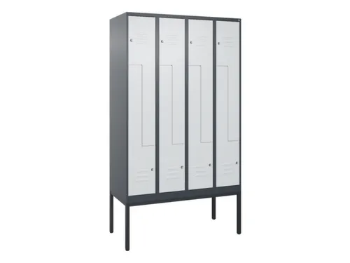 Z-garderobekast,HxBxD 2120x1200x500mm,vak B 150/300mm,cil.-slot