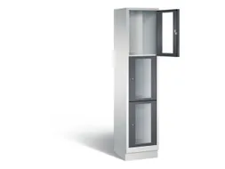 Lockerkast 1800x420x500mm 1x3 vakken Cilinderslot, Sokkel, RAL7021