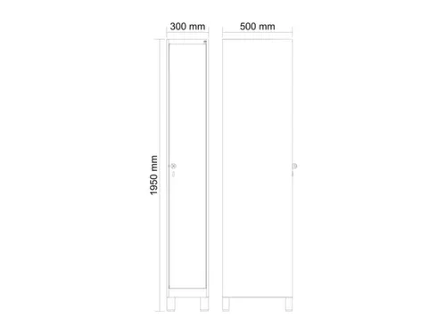 locker,HxBxD 1950x300x500mm,1vak,vak B 300mm,cil.-slot,voeten