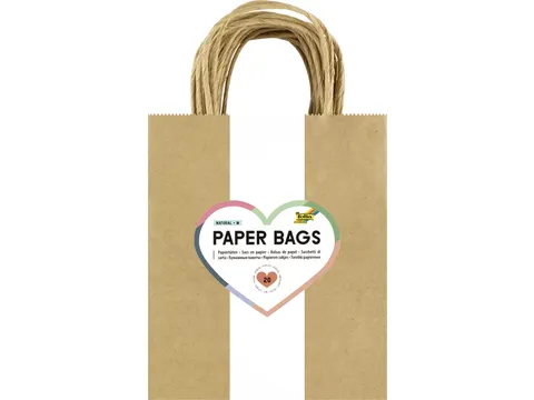 Tas met handvat Folia kraftpapier 125gr 18x21x8cm 20 stuks naturel