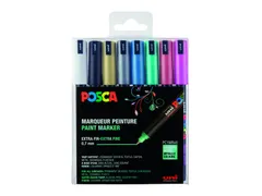 Verfstift Posca PC1MR Extra Fijne punt 0,7mm Metallic 8 stuks assorti