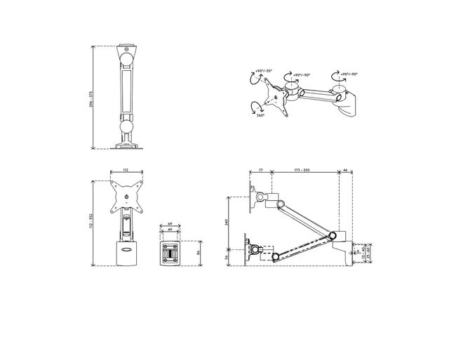 ViewLite Plus Monitorarm 512 Rail Systeem 1 Scherm