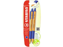 Balpen STABILO pointball 6030/41 medium blauw blister à 2 stuks