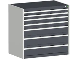 ladekast HxBxD 1000x1050x650mm 7laden RAL7035 front RAL7016