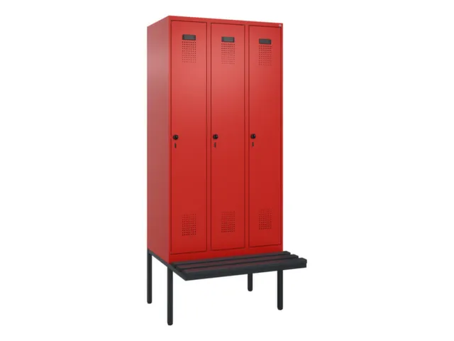 locker met bank,voor scheiding van kleding,HxBxD 2120x900x815mm,3vak