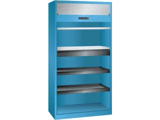roldeurkast 1950x1000x580mm 4xStalen bodem 1lade cil.-slot RAL5012 - 1