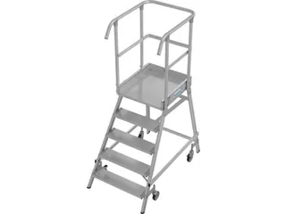 bordestrap,verrijdbaar,bordes H 1,2m,5treden,aluminium,4zwenkwielen - 1