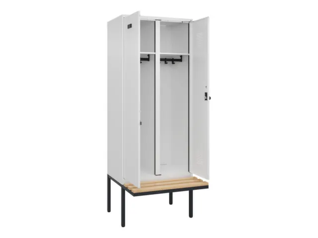 locker met bank,voor scheiding van kleding,HxBxD 2120x800x815mm,2vak