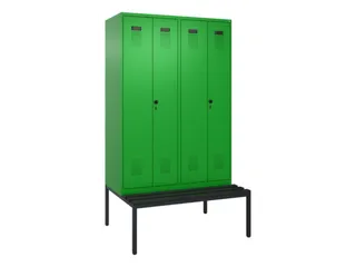 PBM-locker met bank,HxBxD 2120x1200x815mm,4vak,vak B 300mm - 2