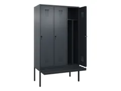 locker met bank,voor scheiding van kleding,HxBxD 2120x1200x815mm,3vak