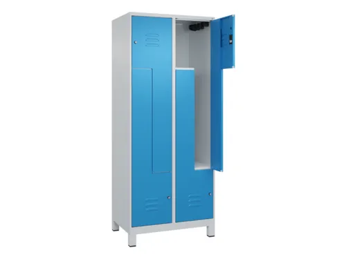 Z-garderobekast,HxBxD 1950x800x500mm,vak B 200/400mm,cil.-slot,voeten