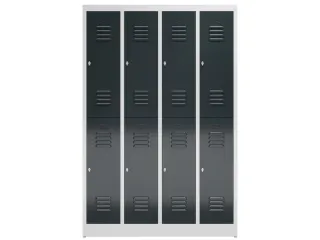 Dubbeldekse garderobekast 1800x1185x500mm 4x2vak klink RAL7035 RAL7016 - 2