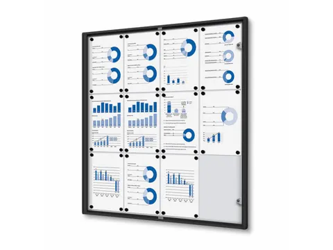 Binnenvitrine Vergrendelbaar Magneethoudend 12xA4 Zwart