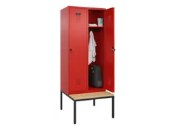 locker met bank,HxBxD 2120x800x815mm,2vak,vak B 400mm,draaigrendel