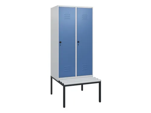locker met bank,HxBxD 1950x800x815mm,2vak,vak B 400mm,draaigrendel