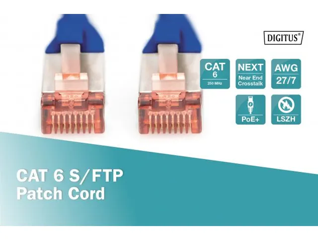 CAT 6 S-FTP-patchkabel Cu LSZH AWG 27/7 Lengte 2m Blauw