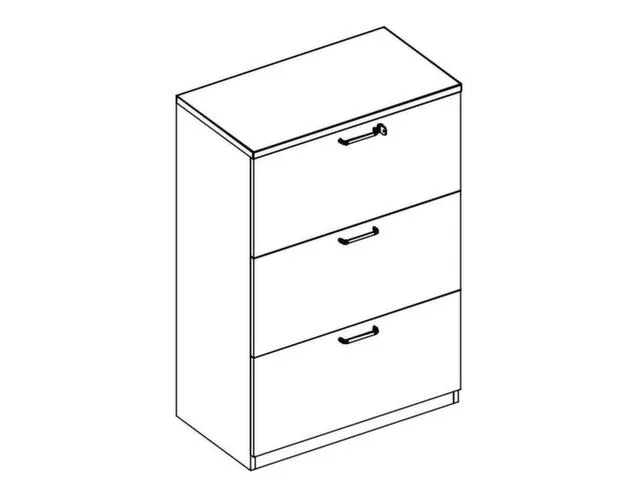Hangmappenkast Hxbxd 740x800x445mm 3 Laden Bl-wit