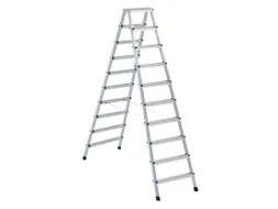 staande trap NL beide zijden 2x10treden aluminium gegroefd balk L 2 71