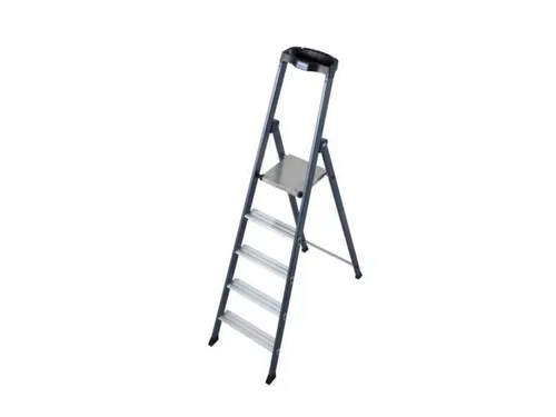 trapladder,eenzijdig,5treden,bordes met profiel,Stand H 1,05m
