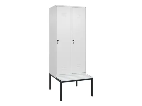 locker met bank,HxBxD 2120x800x815mm,2vak,vak B 400mm,draaigrendel