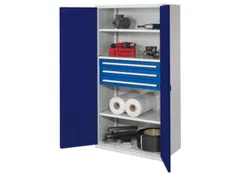 Materiaalkast Geperf Deuren 1950x1000x600mm 3legborden 3laden Ral5010