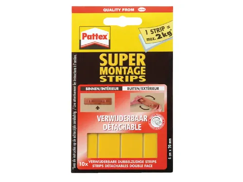 Supermontagestrip Pattex 2kg verwijderbaar 10 stuks