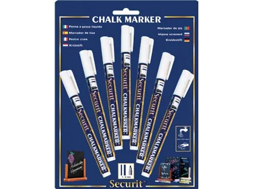 Securit Krijtmarker Small Wit, Blister Met 7 Stuks