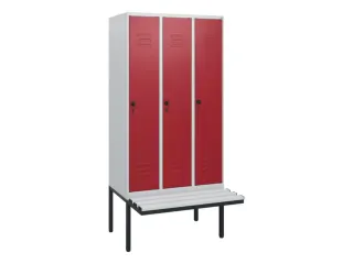locker met bank,HxBxD 1950x900x815mm,3vak,vak B 300mm,draaigrendel - 1