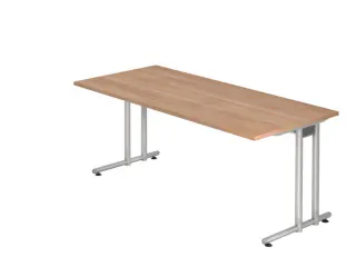 bureau,HxBxD 740x1800x800mm,blad notenboom,C-voet RAL9006 - 1