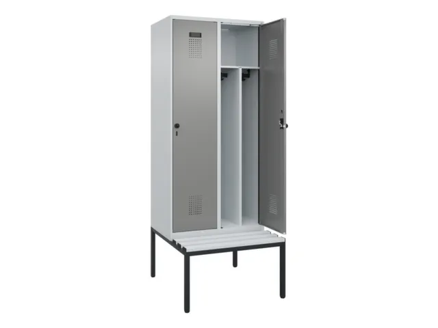 locker met bank,voor scheiding van kleding,HxBxD 2120x800x815mm,2vak