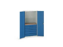 Systeemkast 2000x1050x550mm 1xlegbord 6laden RAL7035+RAL5010