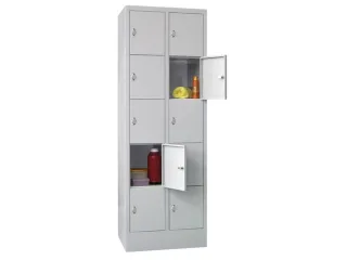 lockerkast,HxBxD 1850x600x500mm,2x5vakken,RAL7035,front RAL6011 - 1