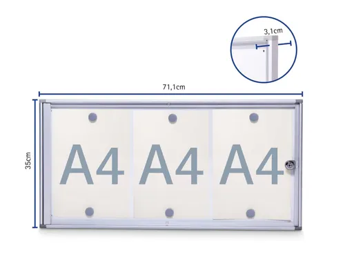 Vitrine Maulextraslim 3xa4 Aluminium Binnen