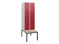 locker met bank,HxBxD 1950x600x815mm,2vak,vak B 300mm,draaigrendel