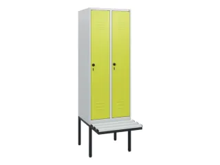 locker met bank,HxBxD 1950x600x815mm,2vak,vak B 300mm,draaigrendel - 1