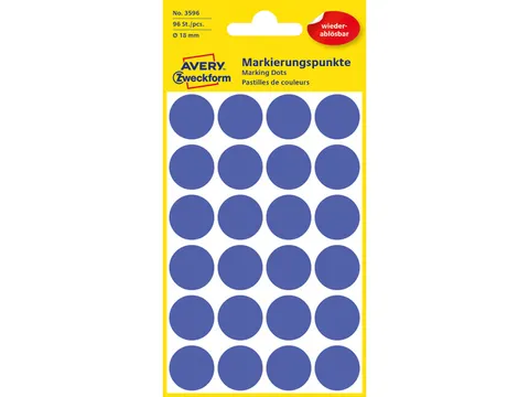 Etiket Zweckform 18mm rond blister 4 vel a 24 et. donkerblauw Non-perm